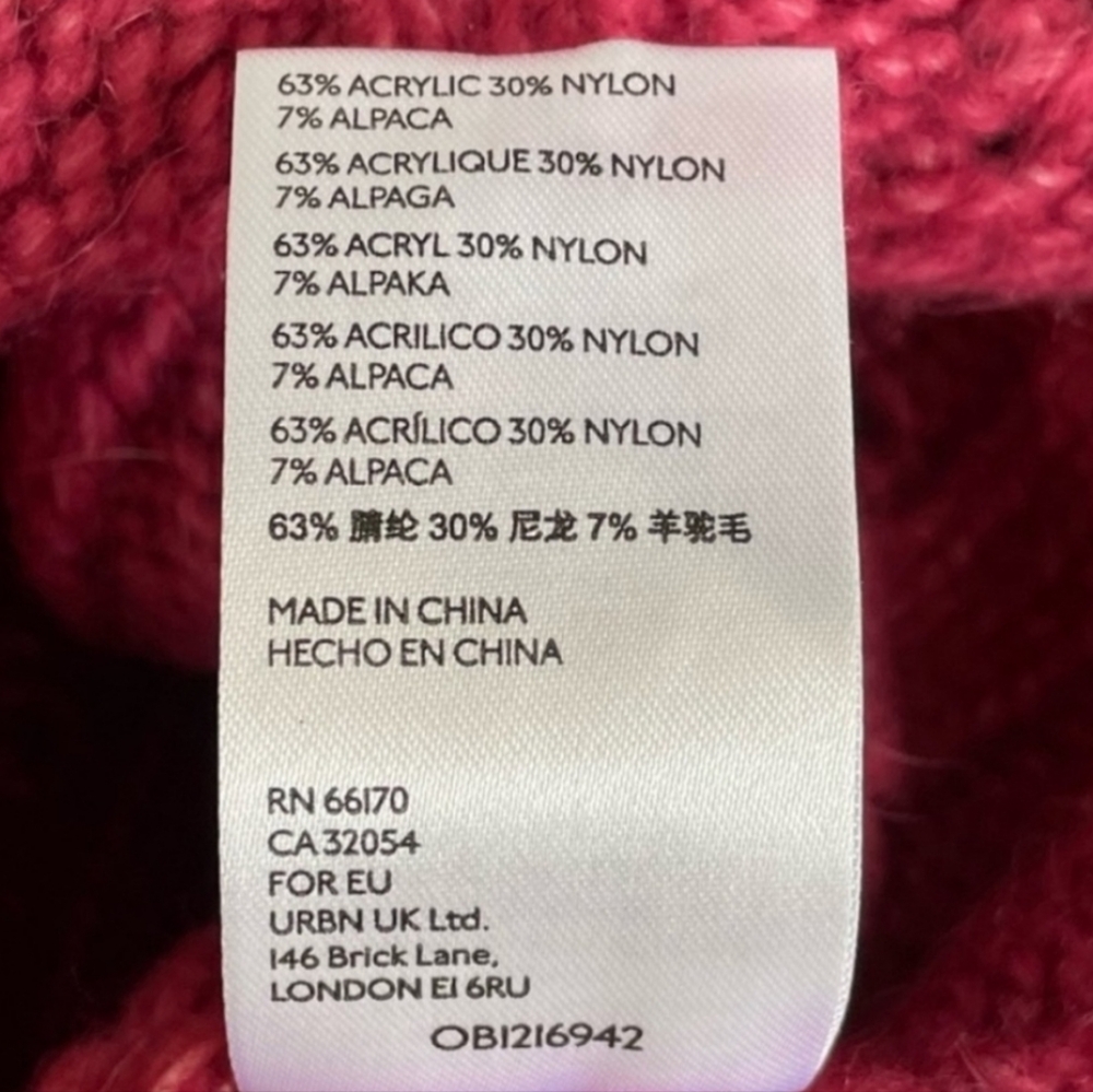 Anthropologie Ramona Dark Pink Vneck Cable Knit Sweater Chunky Oversized… - Picture 5 of 13